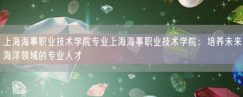 <strong>上海海事职业技术学院专业上海海事职业技术学院：培养未来海洋领域的专业人才</strong>