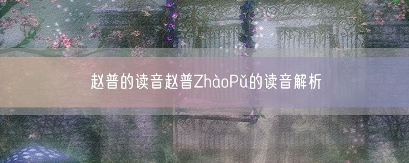 赵普的读音赵普ZhàoPǔ的读音解析