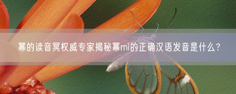 幂的读音冥权威专家揭秘幂mì的正确汉语发音是什么？