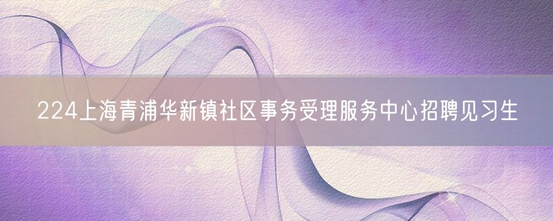 224上海青浦华新镇社区事务受理服务中心招聘见习生